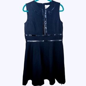 Michael Michael Kors Black Sleeveless Sheath Dress Patent‎ Leather Trim